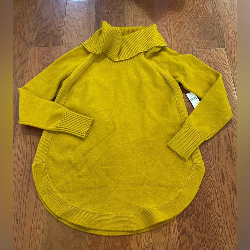 Anthropologie Mustard Yellow Cowl Neck Sweater